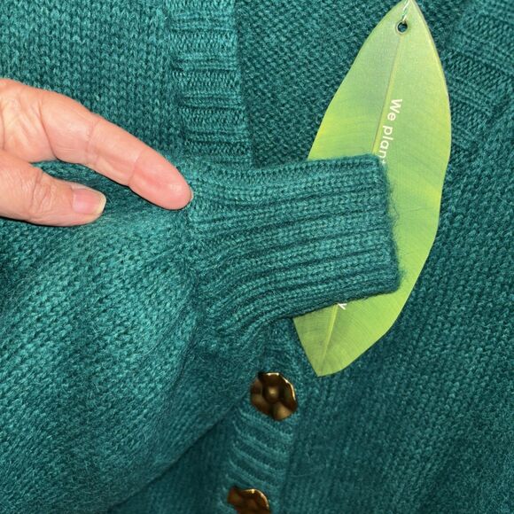 Farm Rio Cardigan Emerald Green Bubble Knit L NEW Button V Neck Long Sleeve - Picture 4 of 16
